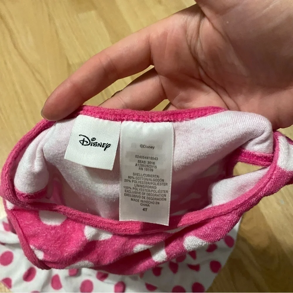 Disney Minnie Mouse Pink Polk Dot Terry Cloth Bathing Suit Swim Coverup 4T